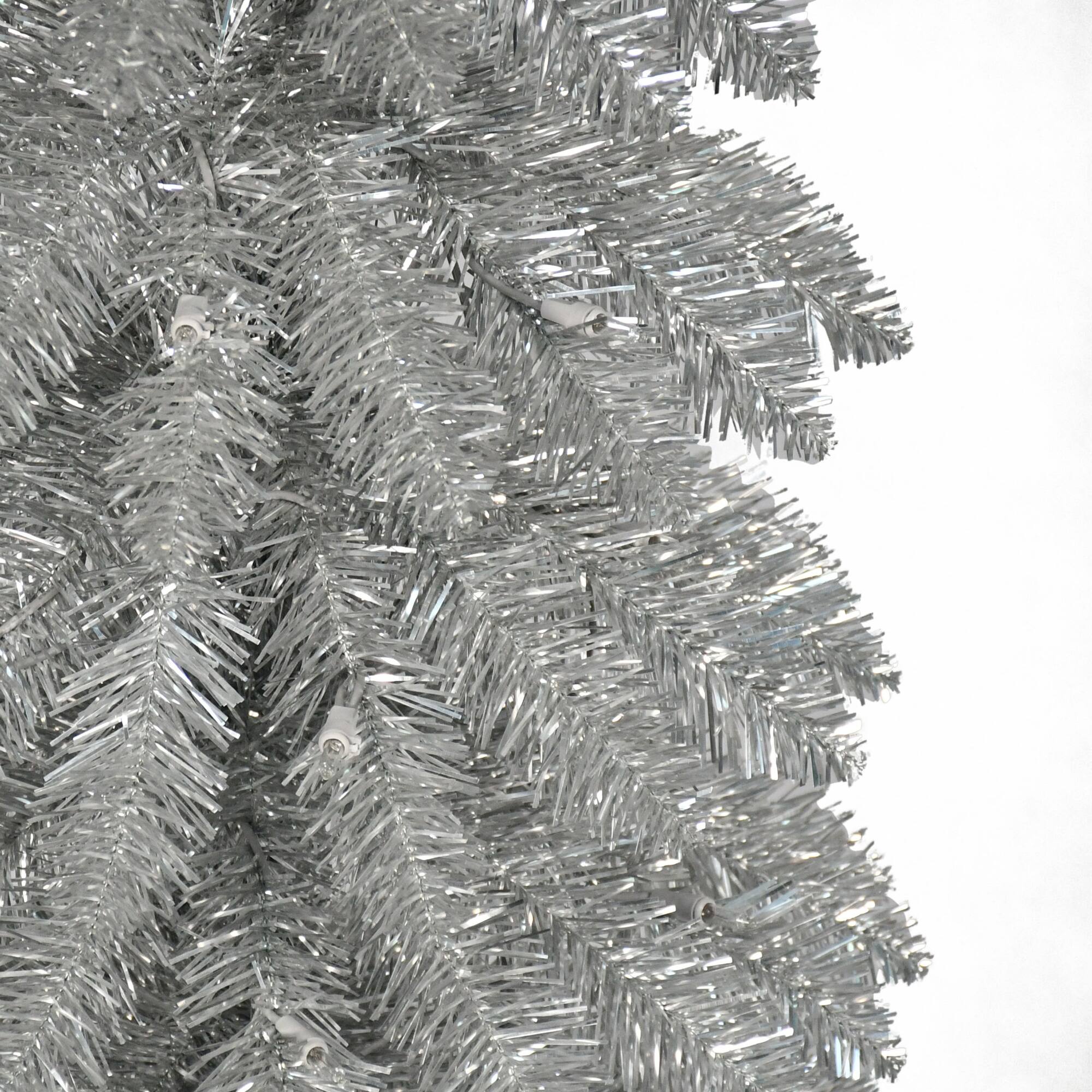 6ft. Pre-Lit Silver Alpine Pencil Artificial Christmas Tree, Clear Lights